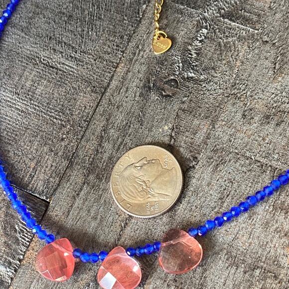 NEW Blue and Pink Crystal Layering Necklace - Picture 16 of 16